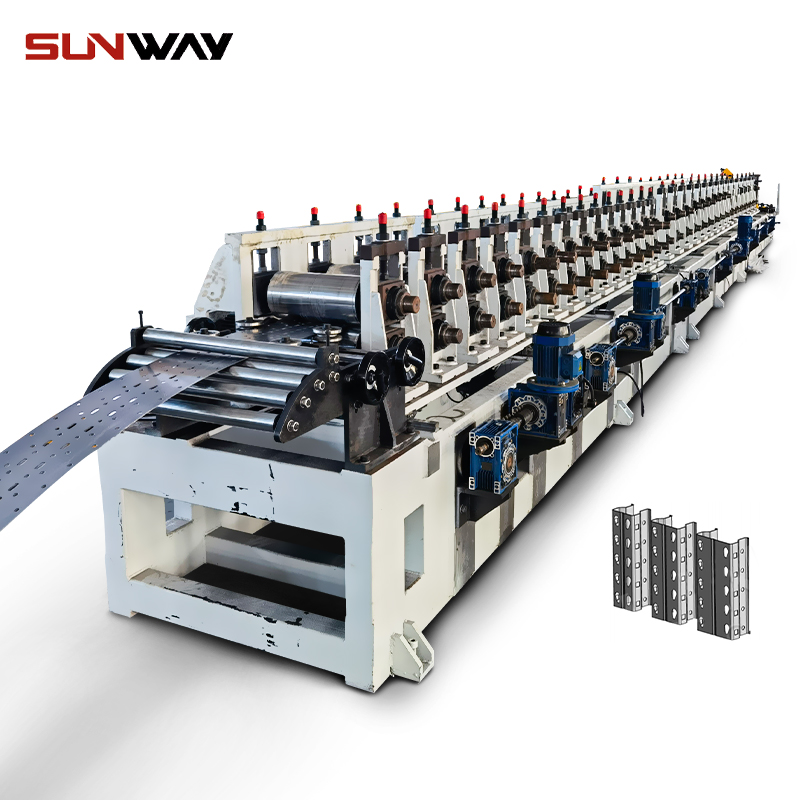SUNWAY Warehouse Shelf Upright Roll Forming Machine Actual Image Display
